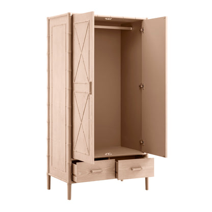 Elstowe Faux Bamboo Double Wardrobe, Nude Pink