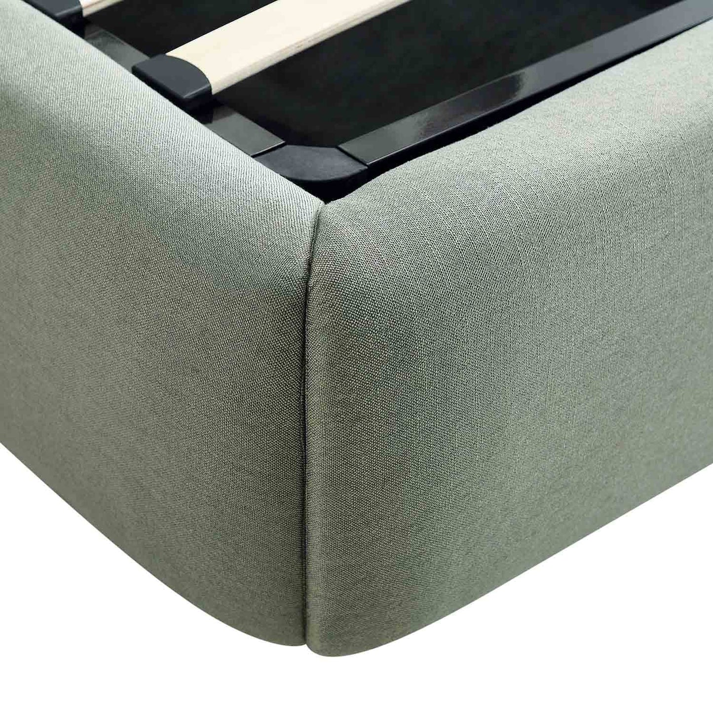 Constance Winged Headboard Ottoman Storage Bed, Olive Linen