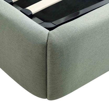 Constance Winged Headboard Ottoman Storage Bed, Olive Linen