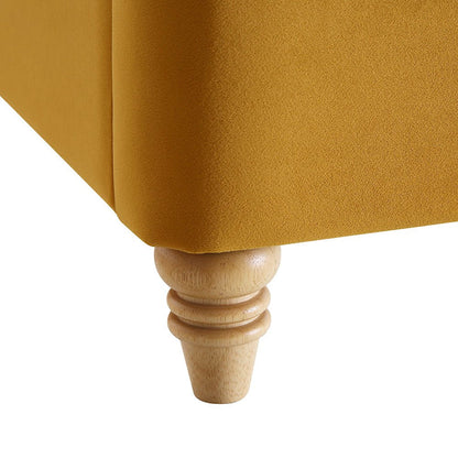 Leamington Deep-Buttoned Upholstered Bed, Turmeric Yellow Velvet