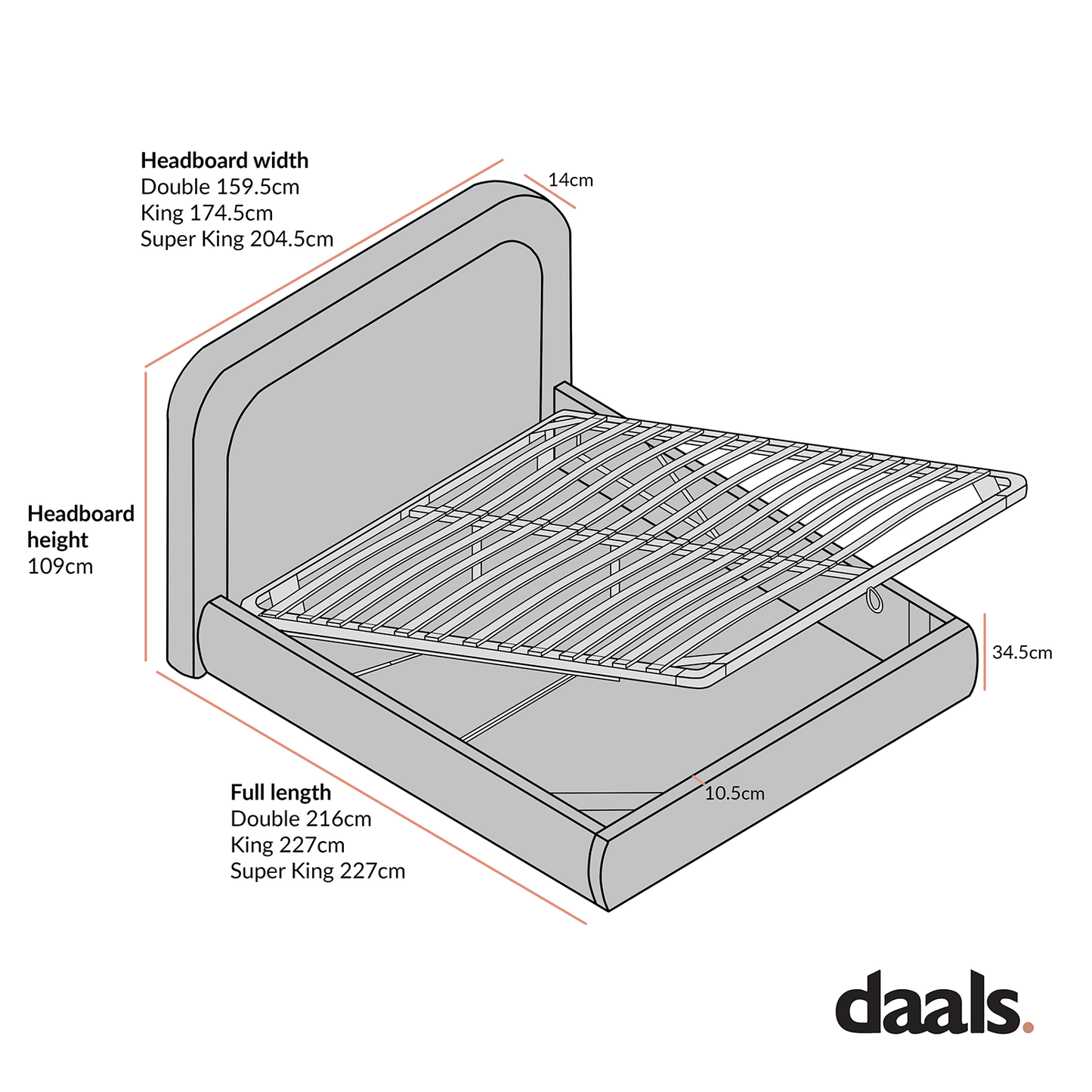 Luella Upholstered Wooden Plinth Base Storage Bed, Sand Fabric
