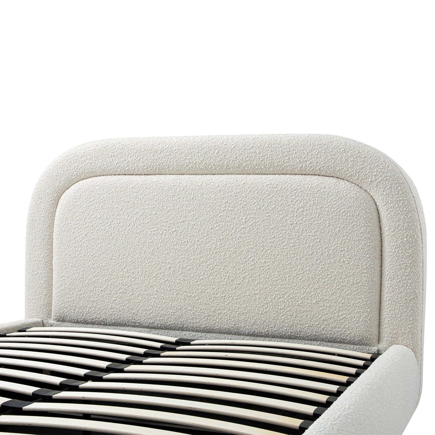 Luella Upholstered Wooden Plinth Base Storage Bed, Ecru Boucle
