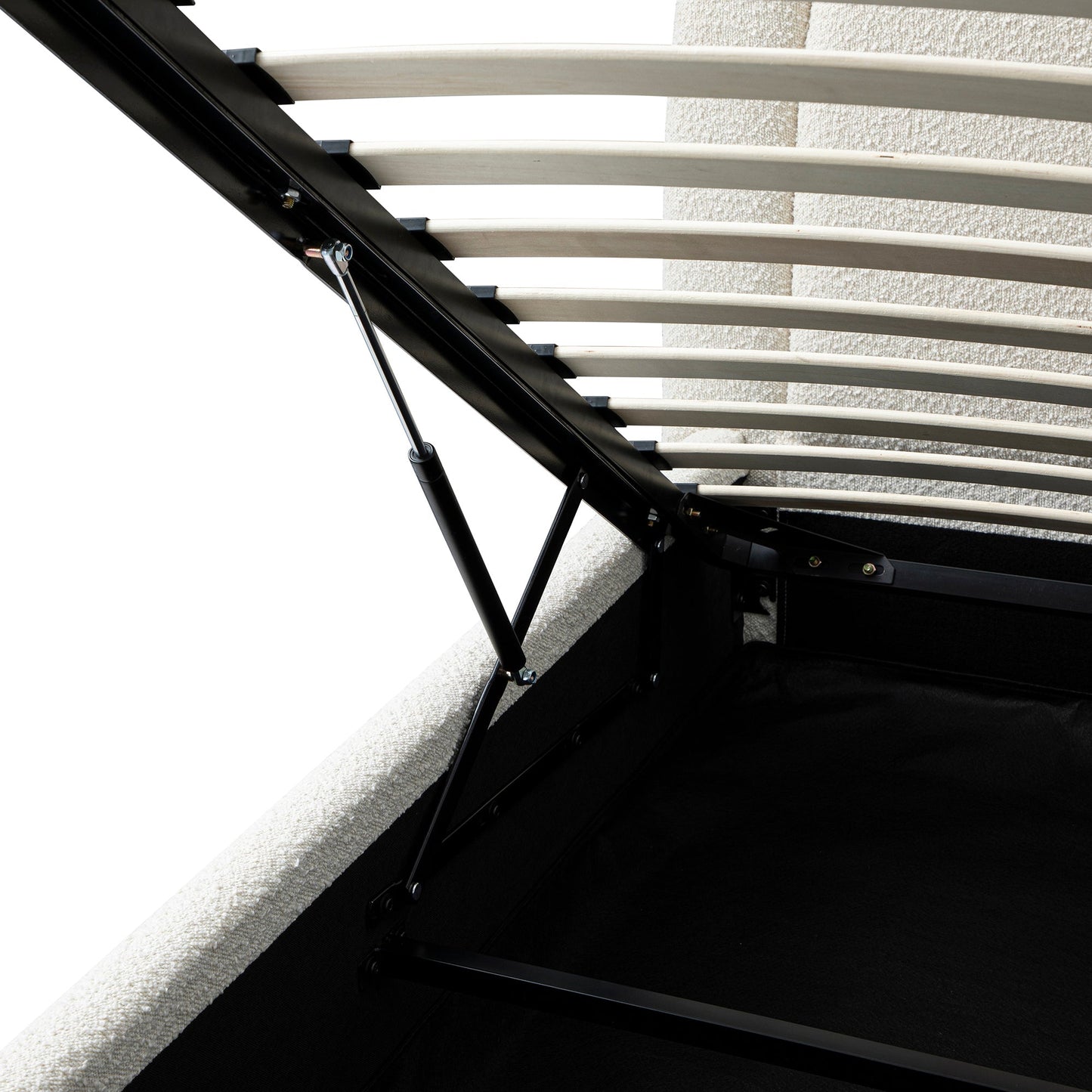 Luella Upholstered Wooden Plinth Base Storage Bed, Ecru Boucle