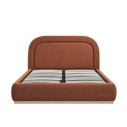 Luella Upholstered Wooden Plinth Base Storage Bed, Rust Boucle