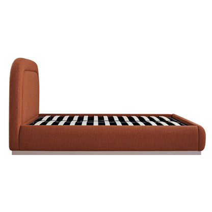 Luella Upholstered Wooden Plinth Base Storage Bed, Rust Boucle