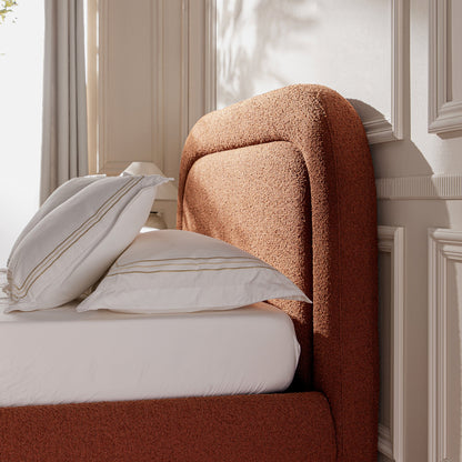 Luella Upholstered Wooden Plinth Base Storage Bed, Rust Boucle