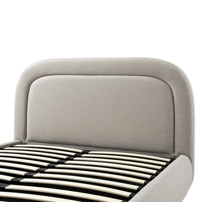 Luella Upholstered Wooden Plinth Base Storage Bed, Sand Fabric