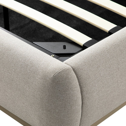 Luella Upholstered Wooden Plinth Base Storage Bed, Sand Fabric