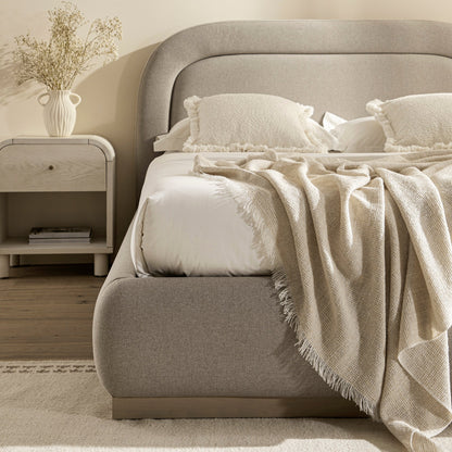 Luella Upholstered Wooden Plinth Base Storage Bed, Sand Fabric