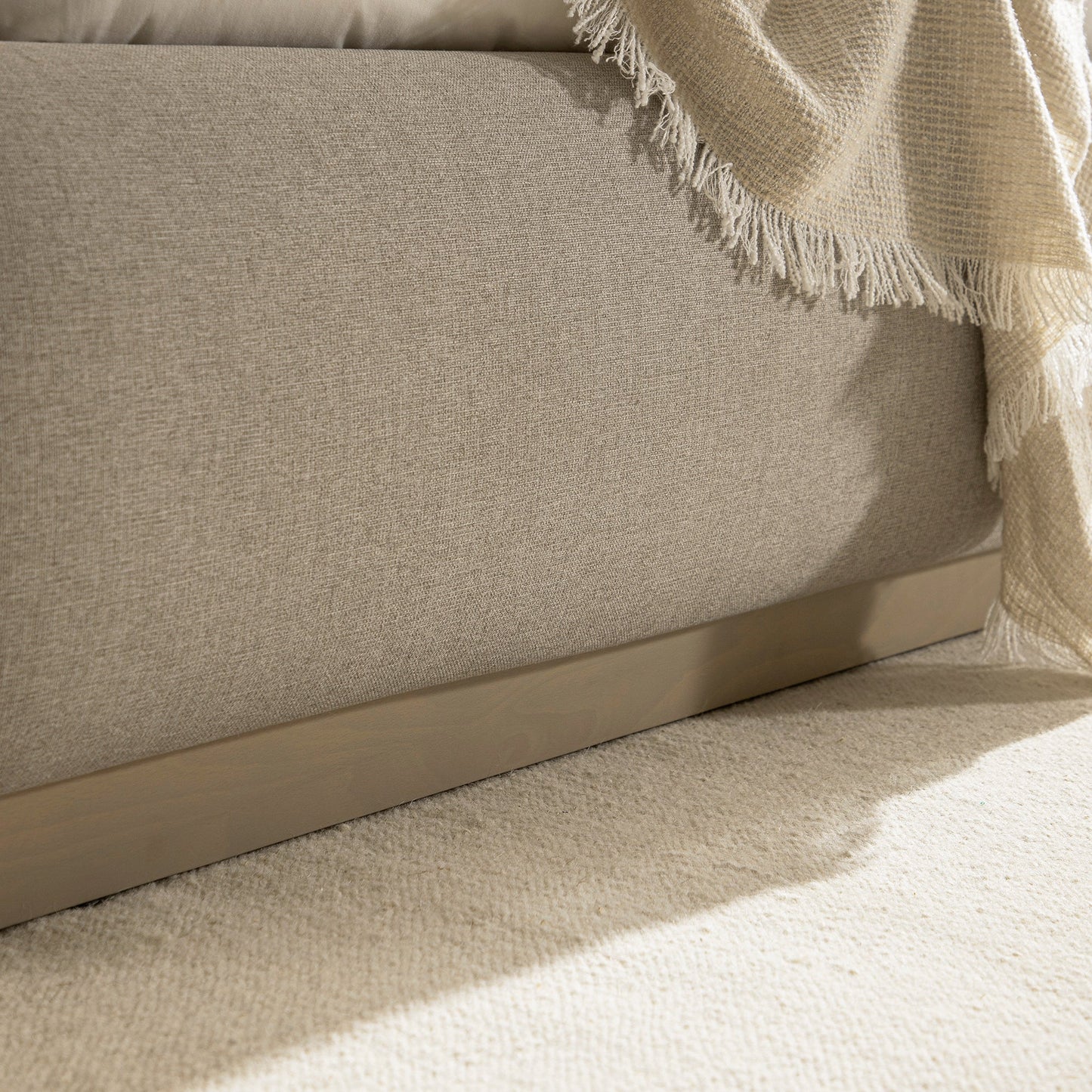 Luella Upholstered Wooden Plinth Base Storage Bed, Sand Fabric