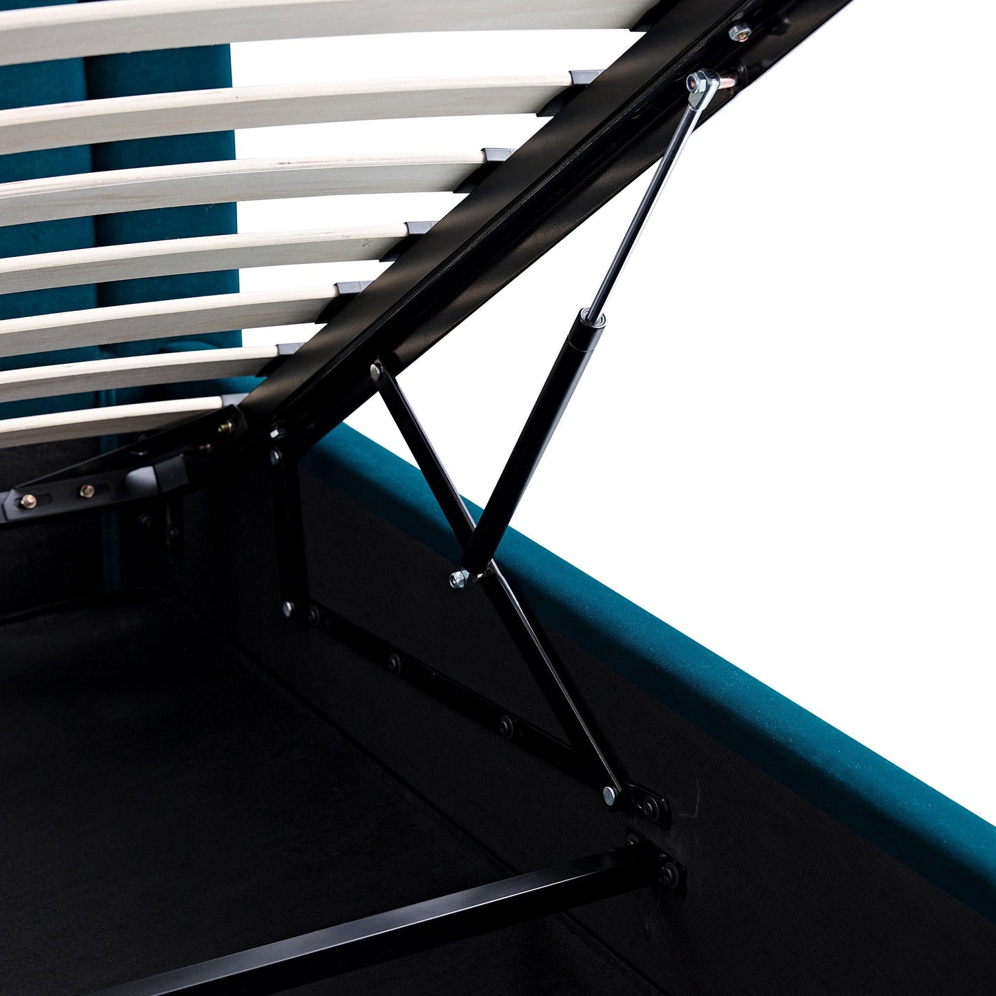Luella Upholstered Wooden Plinth Base Storage Bed, Teal Velvet