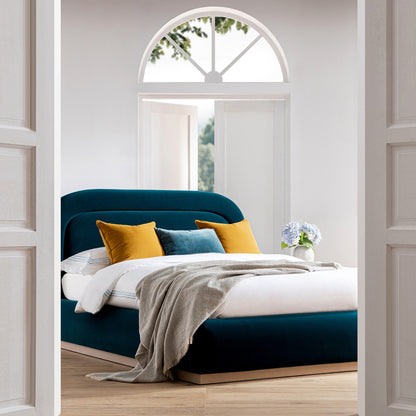 Luella Upholstered Wooden Plinth Base Storage Bed, Teal Velvet