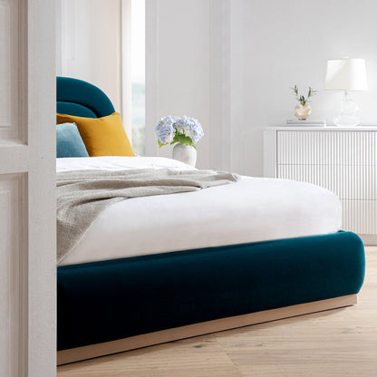 Luella Upholstered Wooden Plinth Base Storage Bed, Teal Velvet