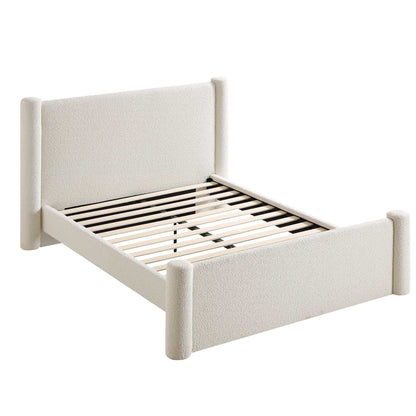 Galerie Beige Boucle Pillar Upholstered Bed