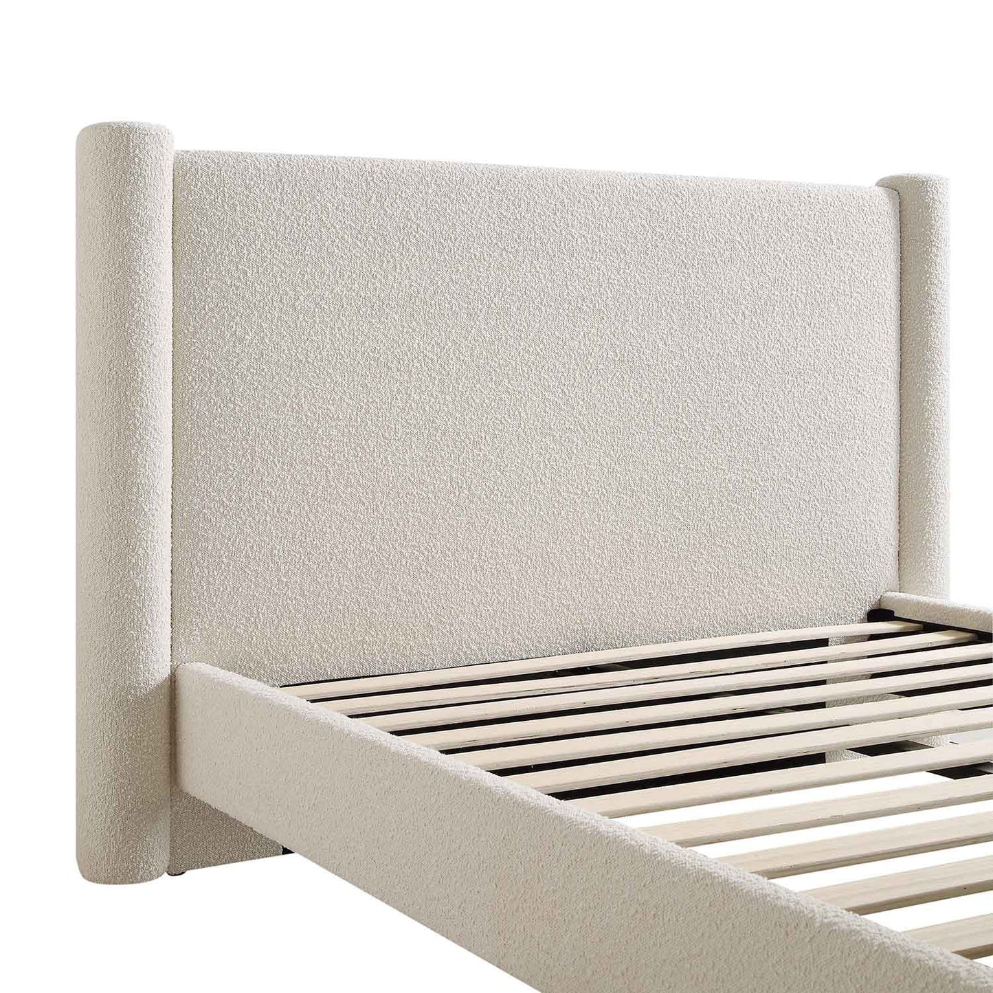 Galerie Beige Boucle Pillar Upholstered Bed