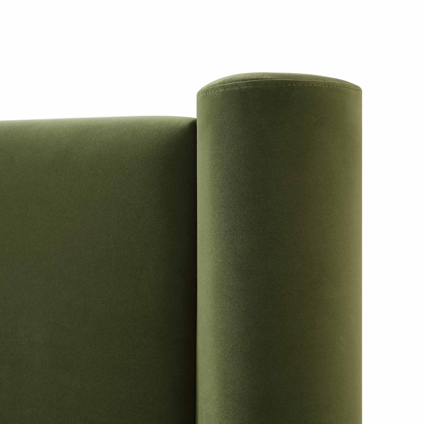 Galerie Moss Green Velvet Pillar Upholstered Bed