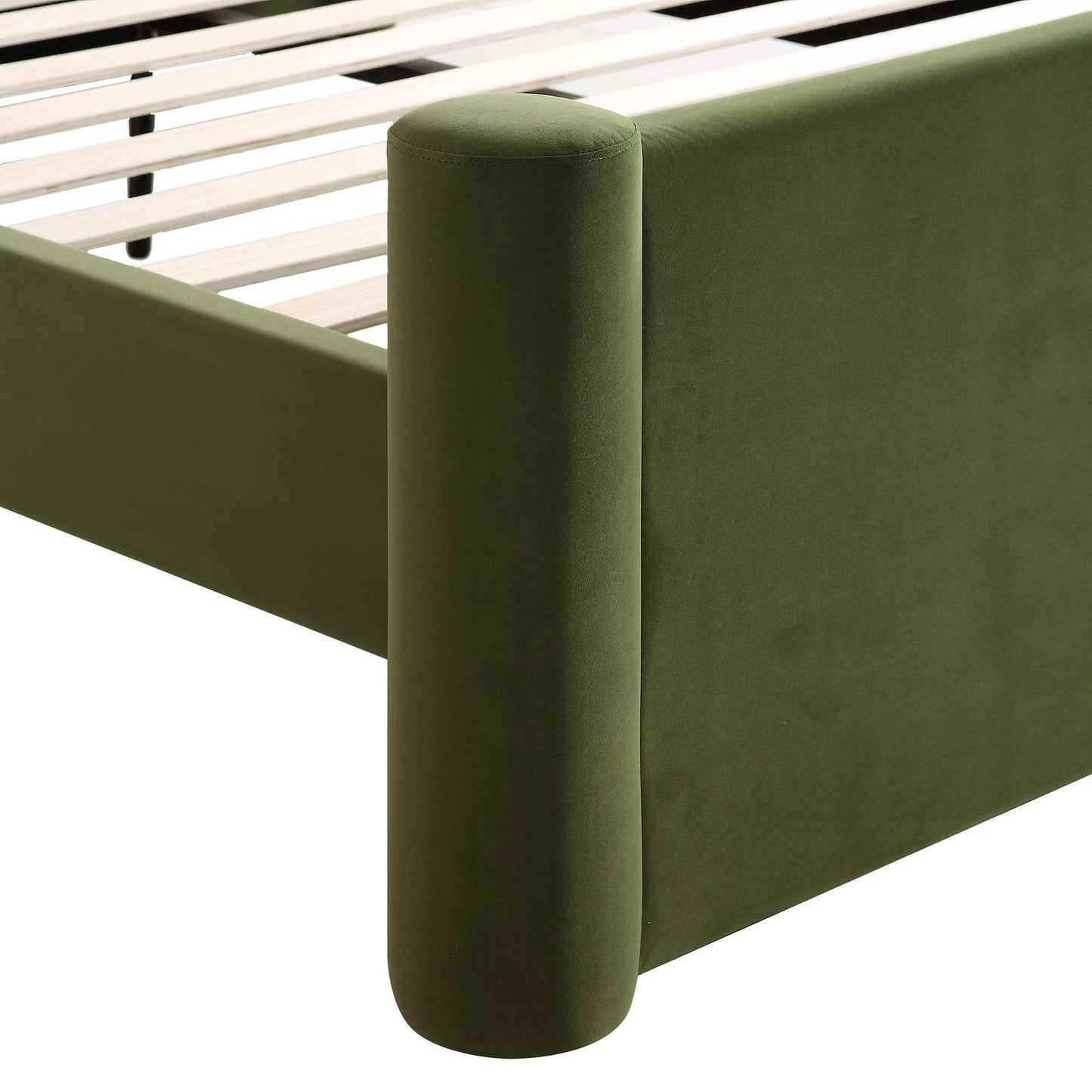 Galerie Moss Green Velvet Pillar Upholstered Bed