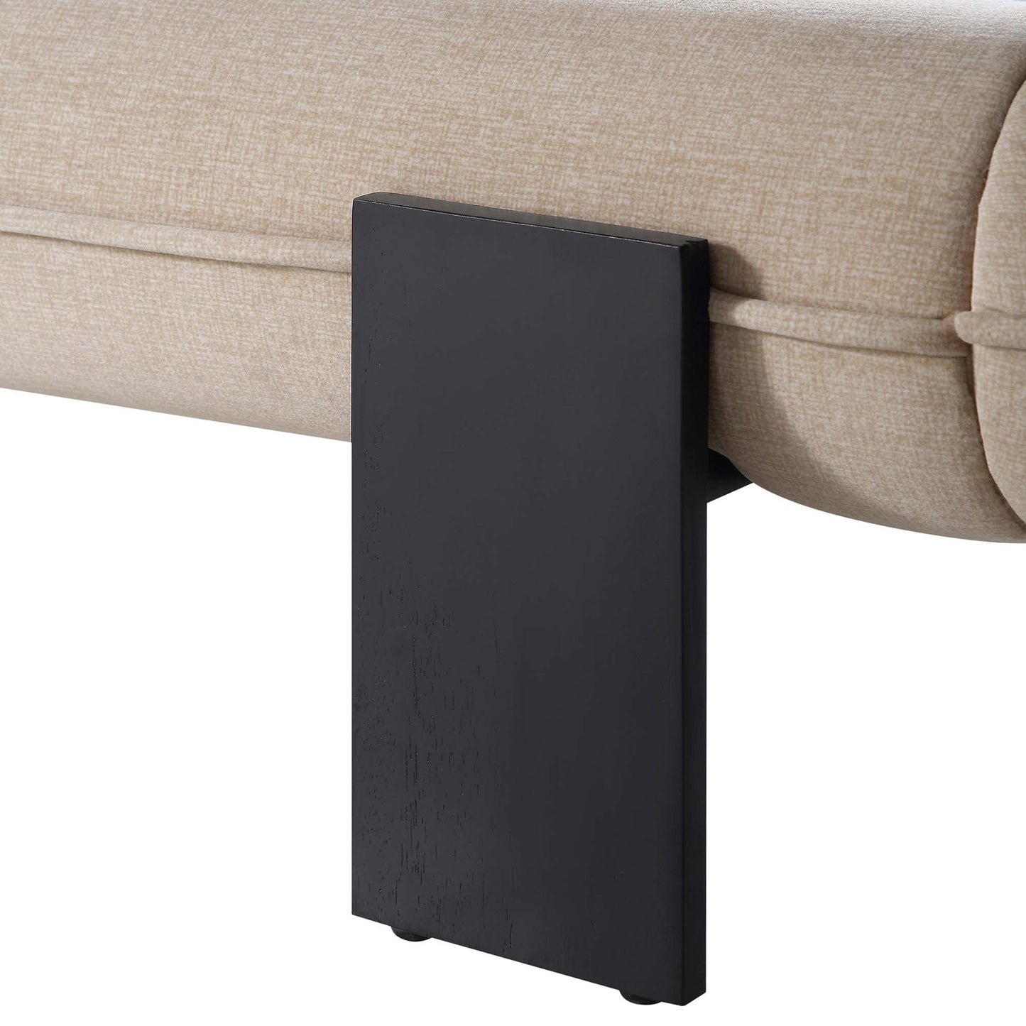 Elystan Oval Headboard Upholstered Bed, Warm Beige Fabric