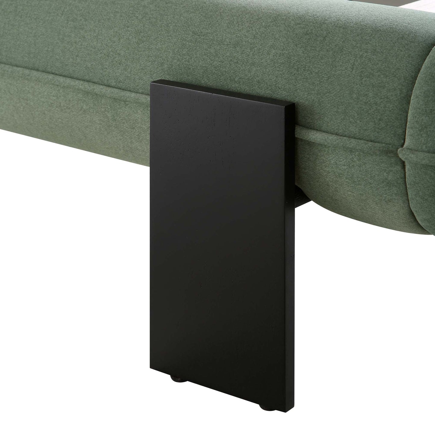 Elystan Oval Headboard Upholstered Bed, Olive Green Fabric