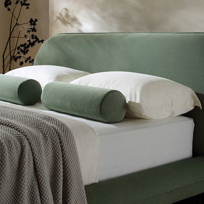 Elystan Oval Headboard Upholstered Bed, Olive Green Fabric