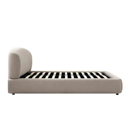 Constance Winged Headboard Ottoman Storage Bed, Light Taupe Boucle