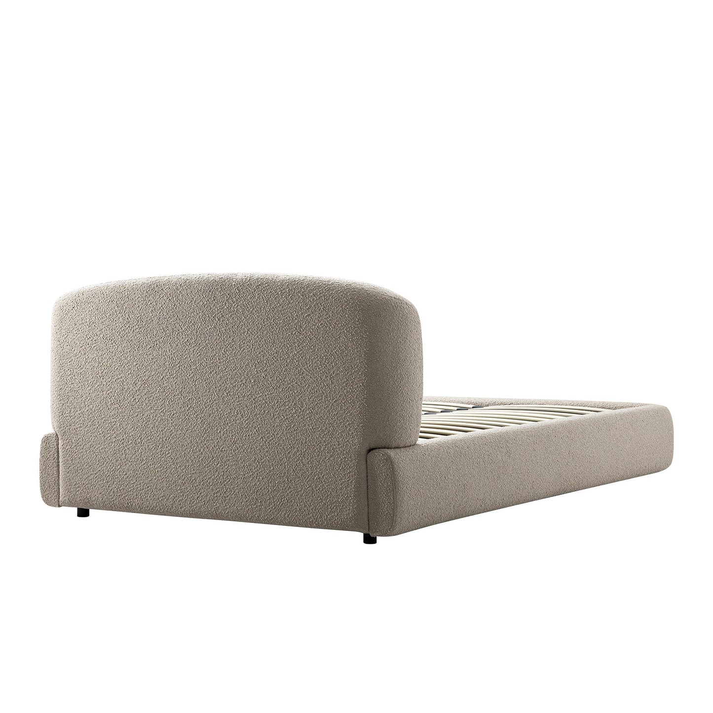Constance Winged Headboard Ottoman Storage Bed, Light Taupe Boucle