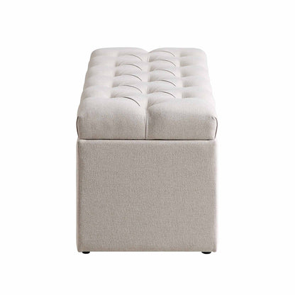 Leamington Deep-Buttoned Ottoman Storage Bench, Oatmeal Fabric