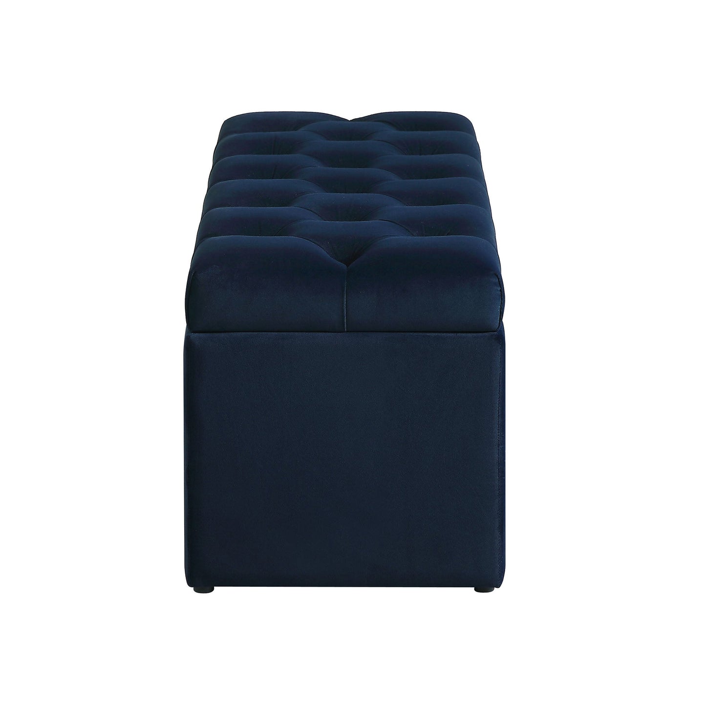 Leamington Deep-Buttoned Ottoman Storage Bench, Midnight Blue Velvet