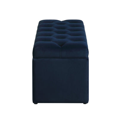 Leamington Deep-Buttoned Ottoman Storage Bench, Midnight Blue Velvet