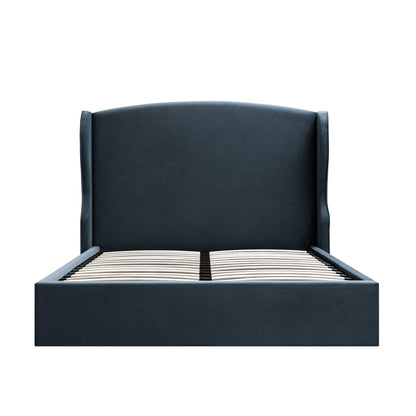 Kimberly Winged Upholstered Storage Bed, Aegean Blue Velvet