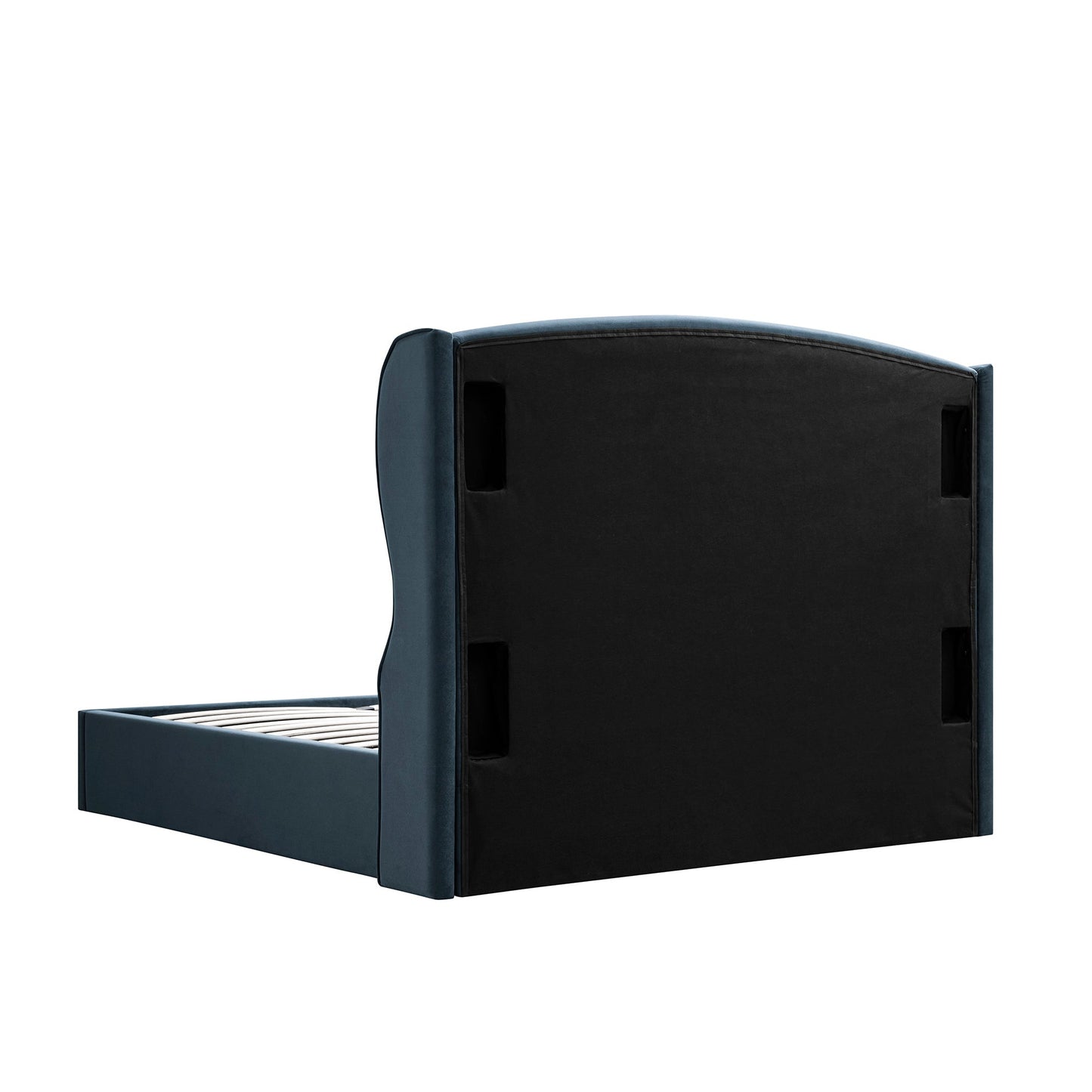 Kimberly Winged Upholstered Storage Bed, Aegean Blue Velvet
