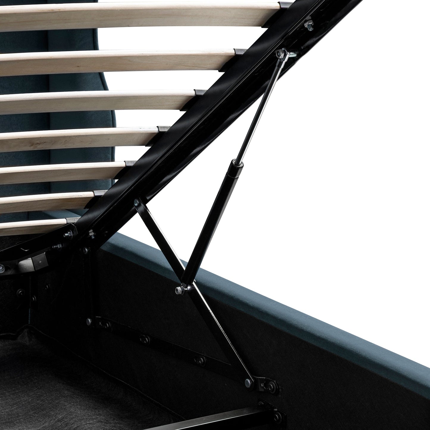 Kimberly Winged Upholstered Storage Bed, Aegean Blue Velvet