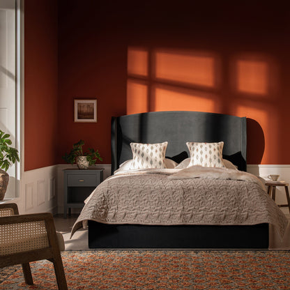 Kimberly Winged Upholstered Storage Bed, Aegean Blue Velvet