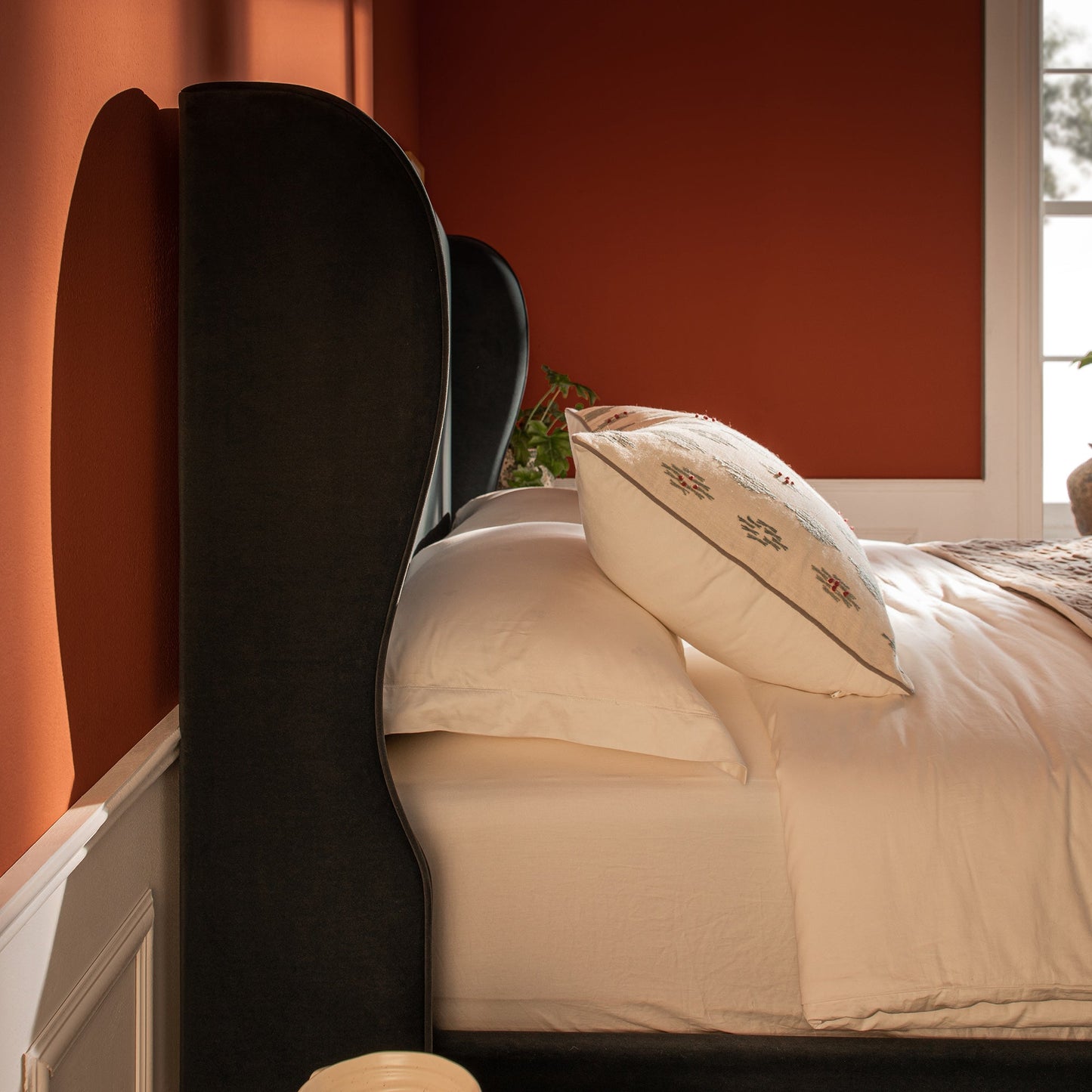 Kimberly Winged Upholstered Storage Bed, Aegean Blue Velvet