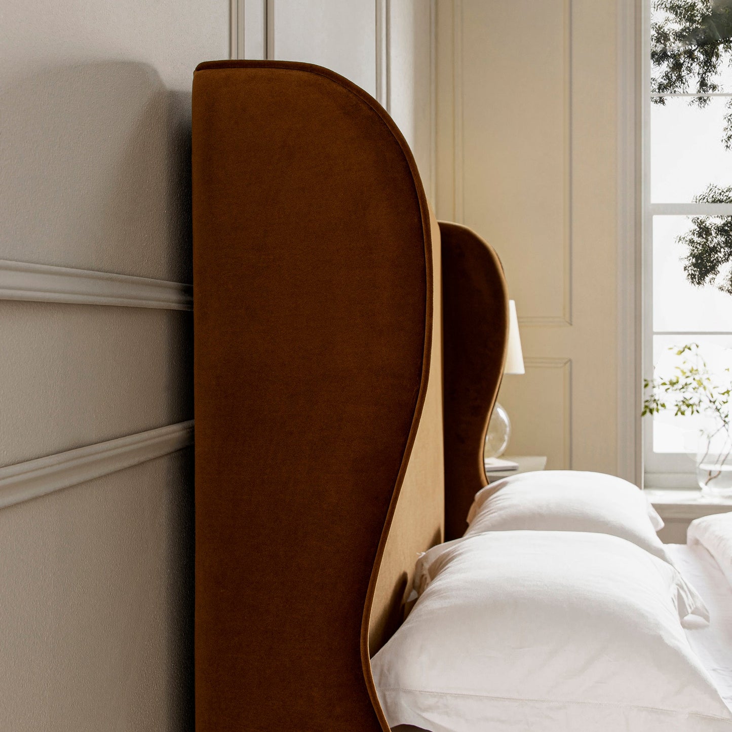 Kimberly Winged Upholstered Storage Bed, Cinnamon Velvet