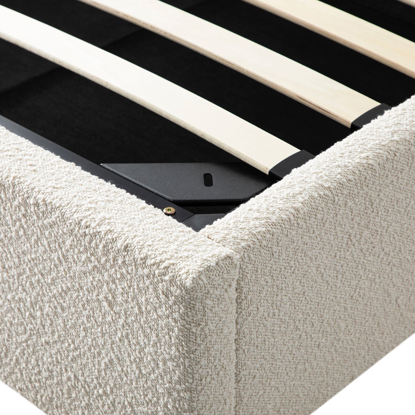 Kimberly Winged Upholstered Storage Bed, Ecru Boucle