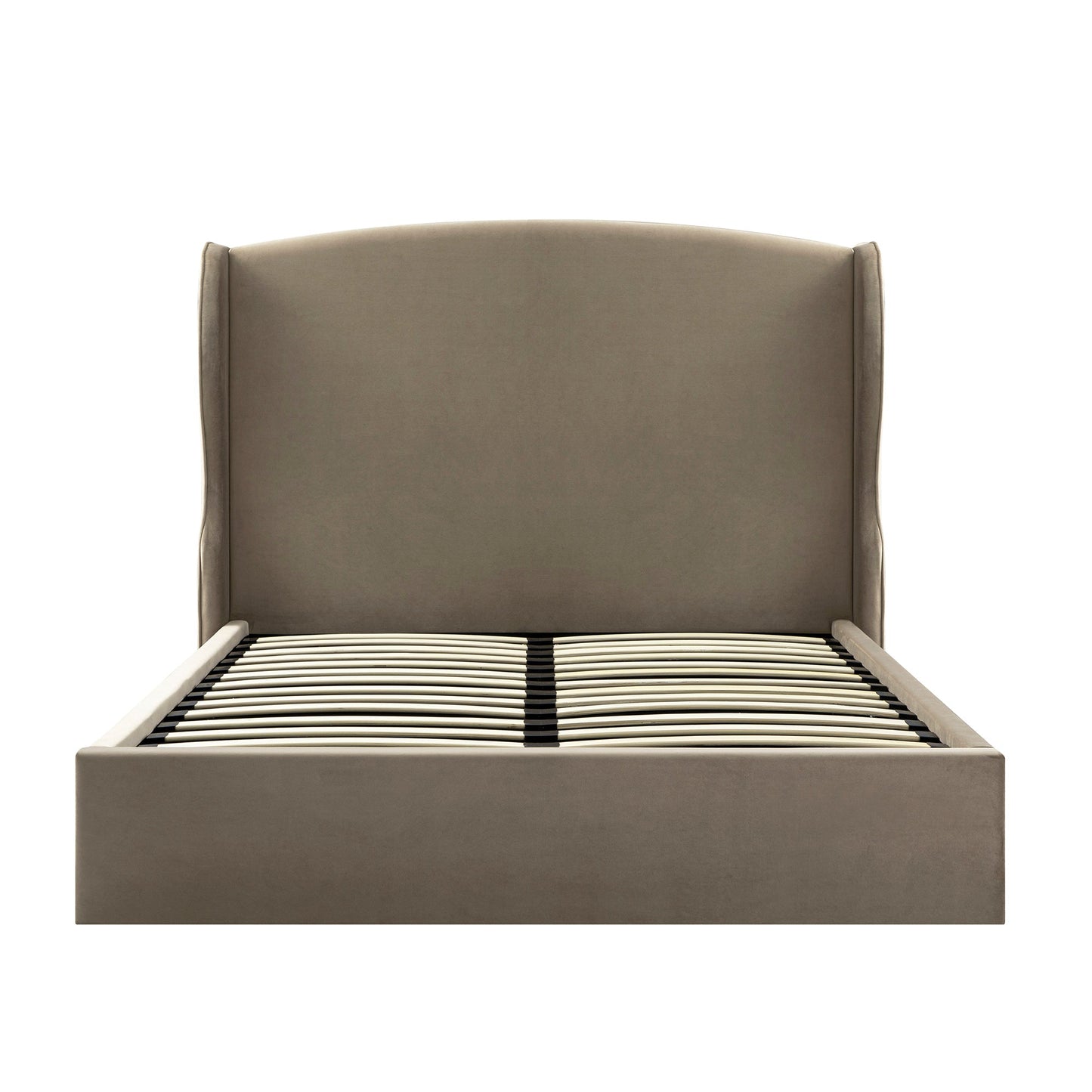 Kimberly Winged Upholstered Storage Bed, Taupe Velvet
