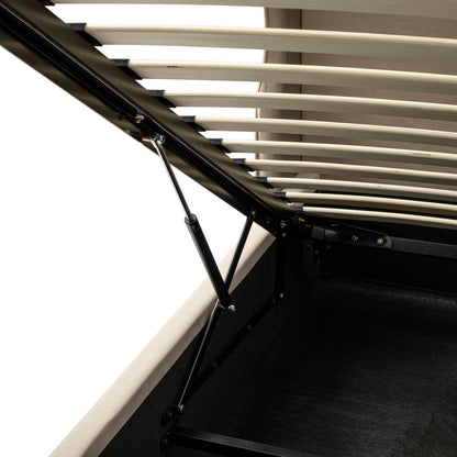 Kimberly Winged Upholstered Storage Bed, Taupe Velvet