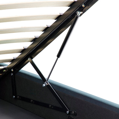 Porchester Ottoman Storage Sleigh Bed, Aegean Blue Velvet