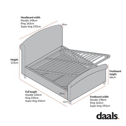 Porchester Ottoman Storage Sleigh Bed, Oatmeal Woven Textured Fabric