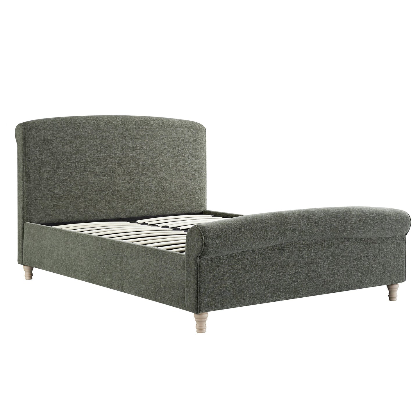 Porchester Ottoman Storage Sleigh Bed, Forest Green Chenille