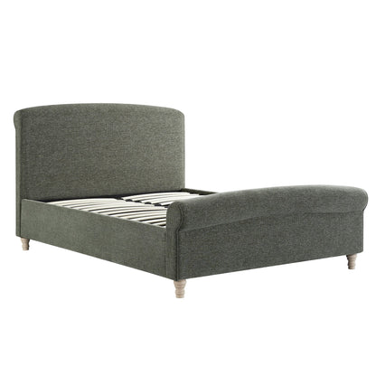 Porchester Ottoman Storage Sleigh Bed, Forest Green Chenille