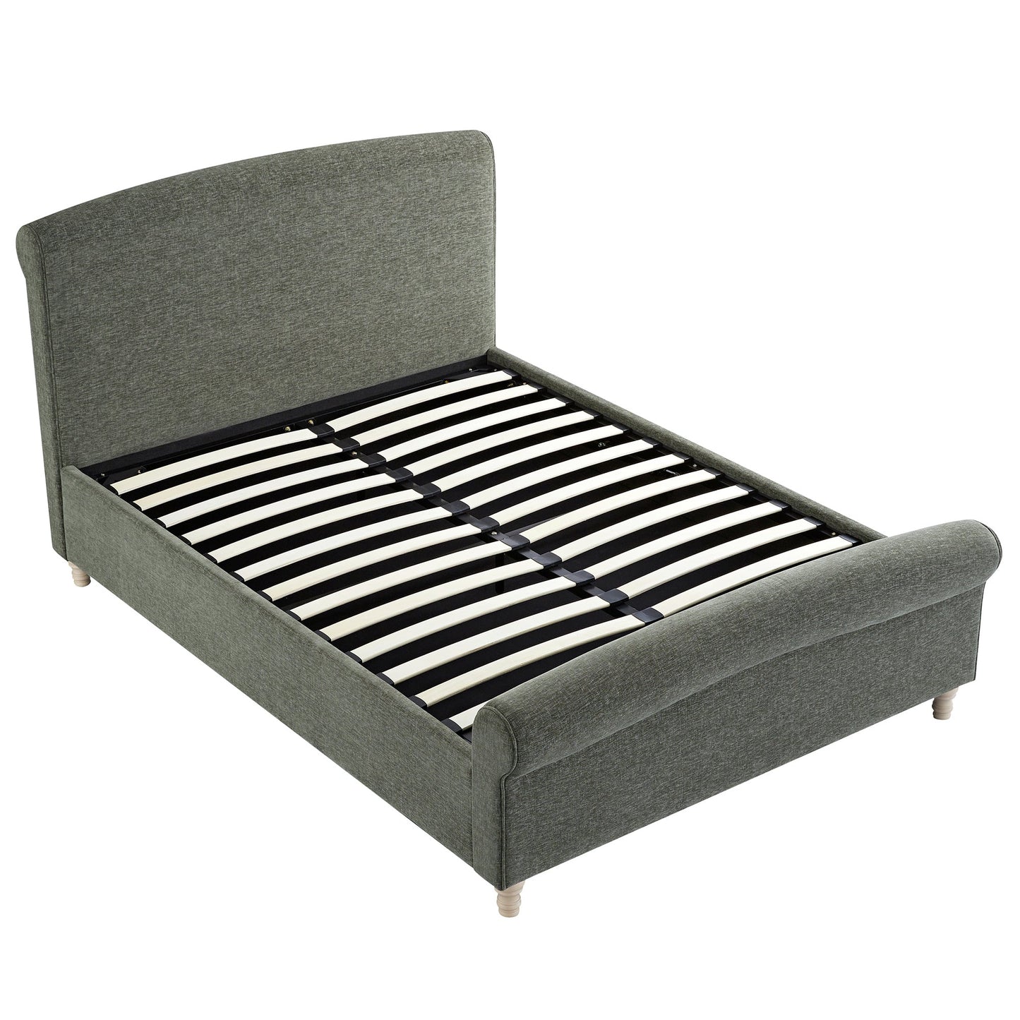 Porchester Ottoman Storage Sleigh Bed, Forest Green Chenille