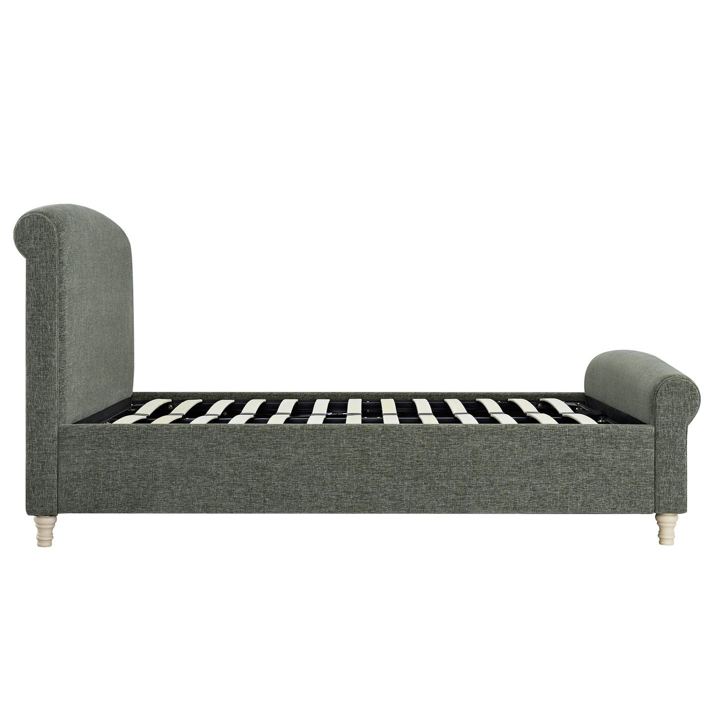 Porchester Ottoman Storage Sleigh Bed, Forest Green Chenille