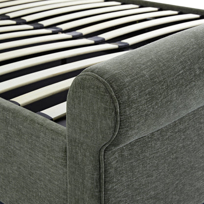 Porchester Ottoman Storage Sleigh Bed, Forest Green Chenille