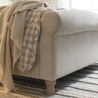 Porchester Ottoman Storage Sleigh Bed, Oatmeal Woven Textured Fabric