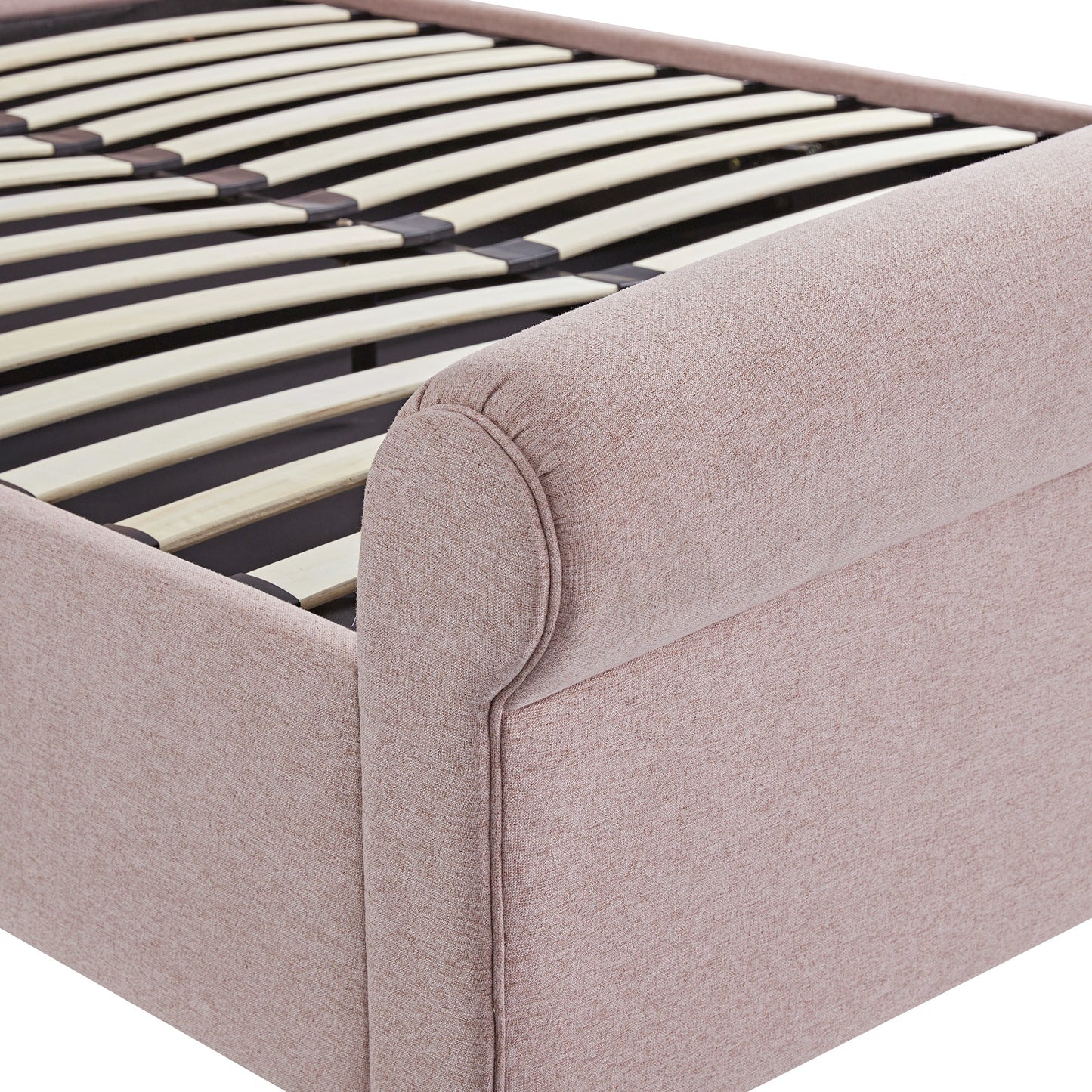 Porchester Ottoman Storage Sleigh Bed, Rosewater Pink Fabric