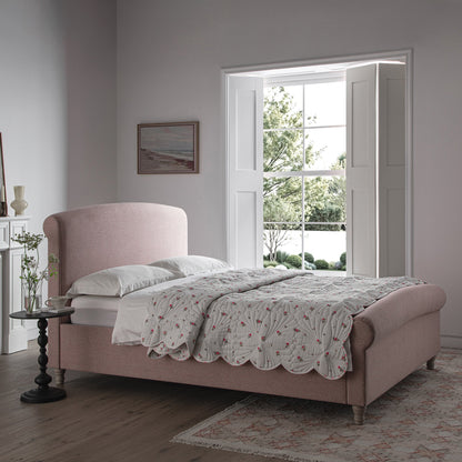 Porchester Ottoman Storage Sleigh Bed, Rosewater Pink Fabric