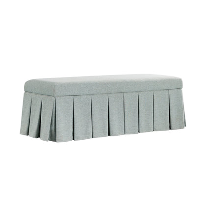 Egerton Box-Pleat Storage Bench, Pale Aqua Brushed Fabric
