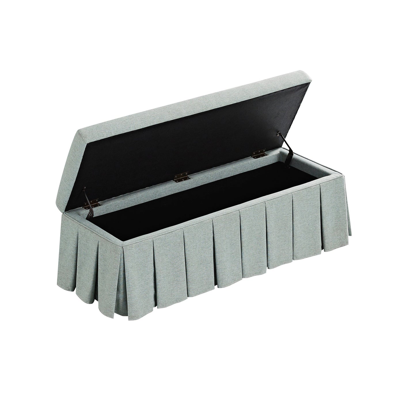 Egerton Box-Pleat Storage Bench, Pale Aqua Brushed Fabric